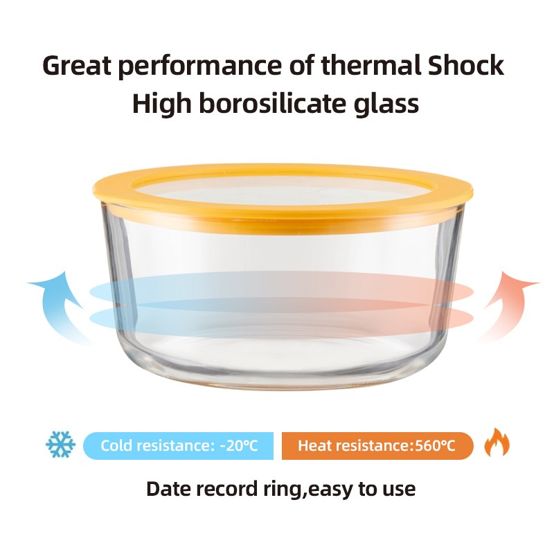 Oven Safe Dishwasher Safe Freezer Safe Glass Food Storage Container with Silicone Framed Glass Lid