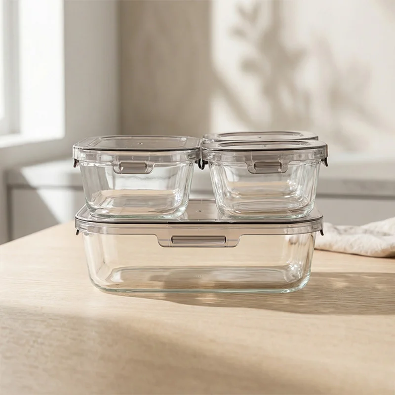 IKOO Various Sizes Stackable & Space Saving Glass Containers with PC Lid