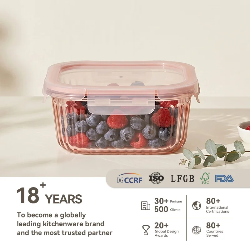 IKOO OEM/ODM Ribbed Glass Containers with Covers for Food Storage/Prep
