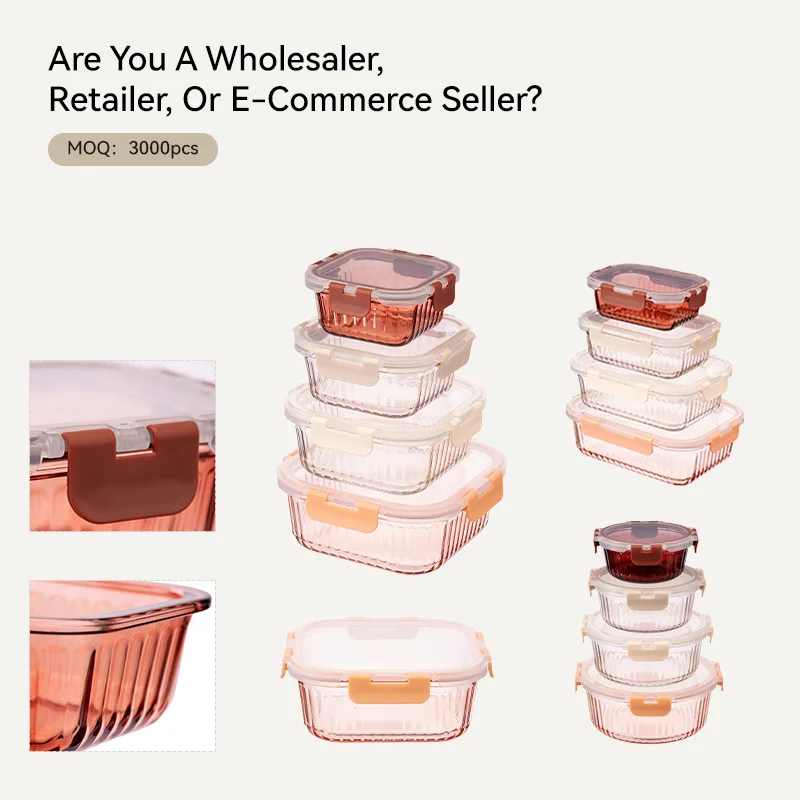 IKOO BPA Free Colored Borosilicate Glass Food Container with Airtight Cool Lock Lid