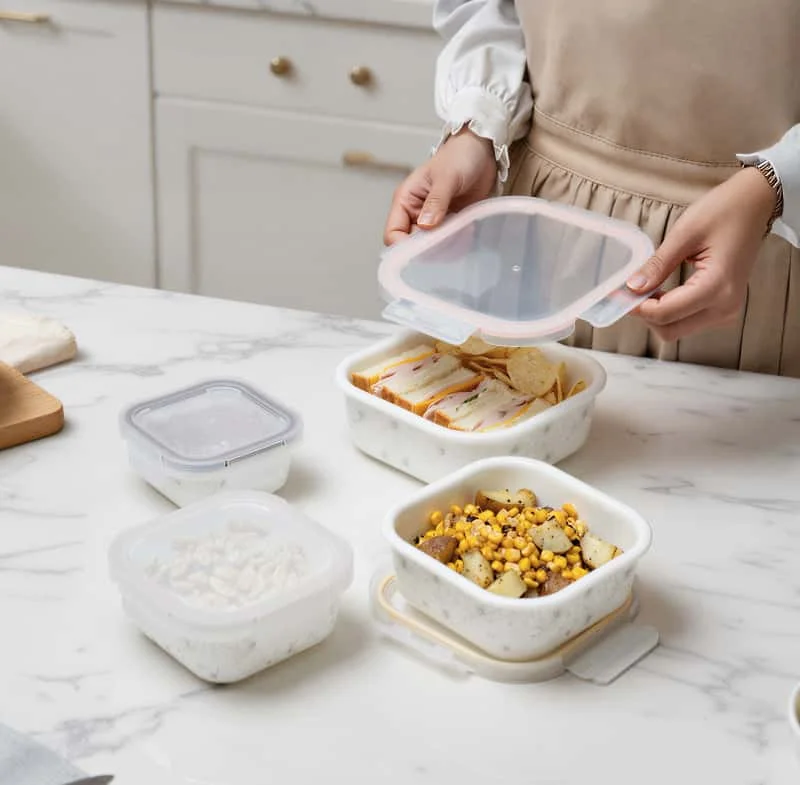 IKOO Opal White Glass Food Storage Containers for Freezer and Oven