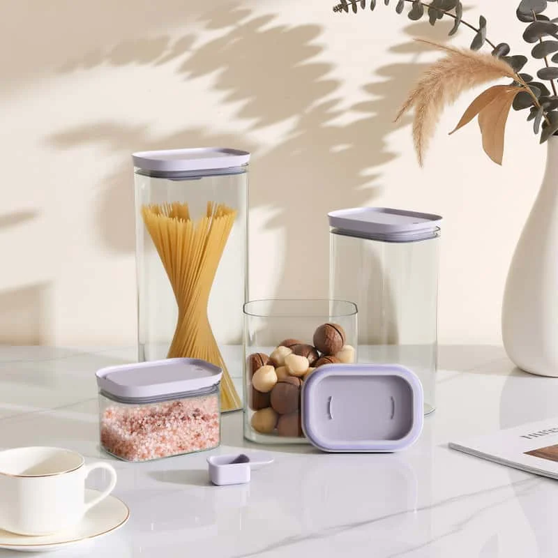 Modern Glass Food Storage Set with Easy Open Lid