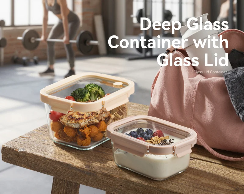 IKOO Airtight Glass Food Storage Container with BPA Free High Borosilicate Glass Lid