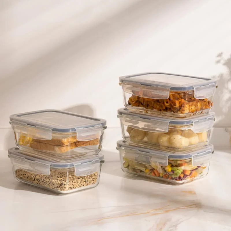 Microwave and Oven Use Borosilicate Glass Food Storage Containers with Lids
