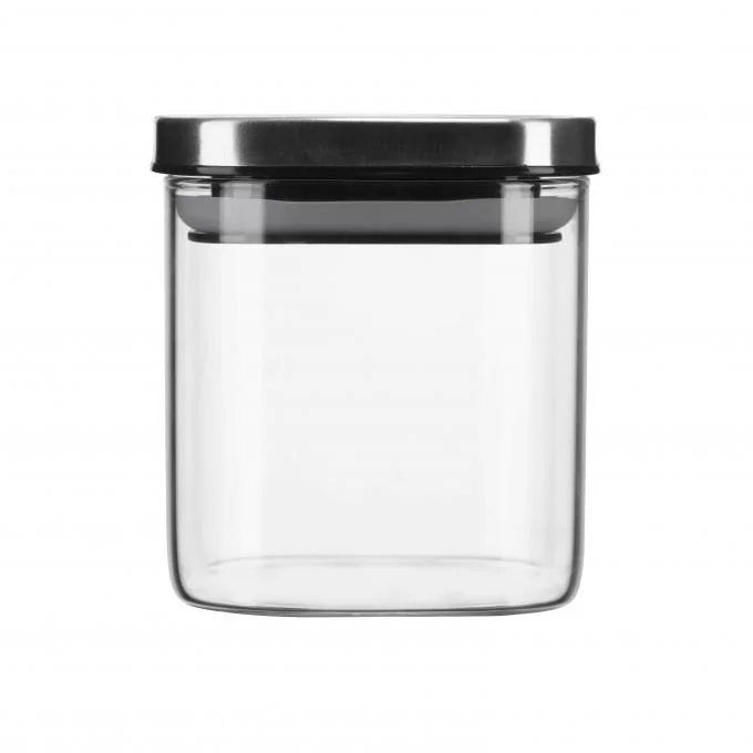 Square Glass Canister and Food Storage Jar with 780ml 1100ml 1400ml Capacity High Borosilicate Glass and Stainless Steel Lid 1