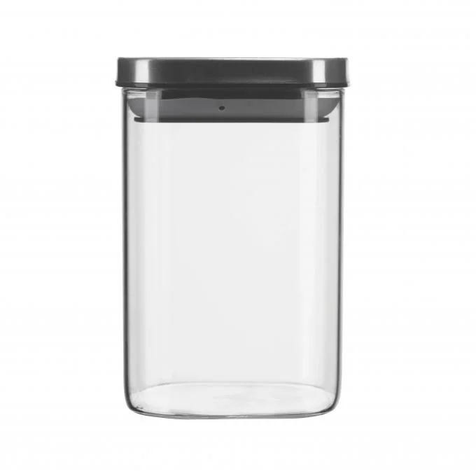Square Glass Canister and Food Storage Jar with 780ml 1100ml 1400ml Capacity High Borosilicate Glass and Stainless Steel Lid 2