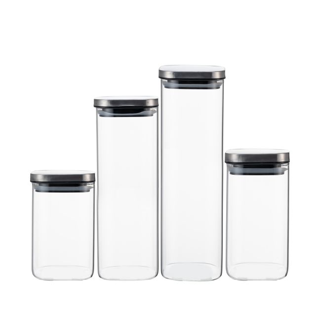 IKOO Glass Food Storage Jar with Stainless Steel Lid