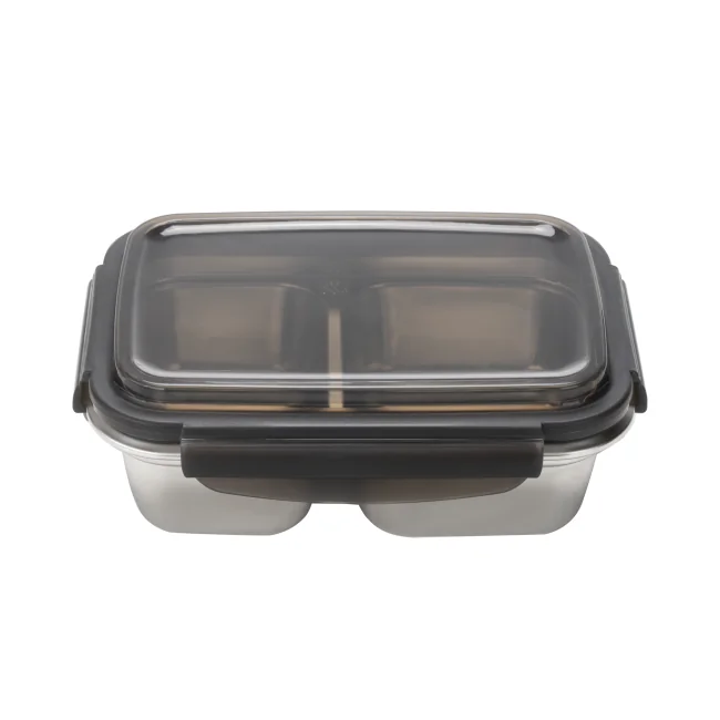 SS304 Stainless Steel Divided Food Container with BPA-Free PP Lid 0