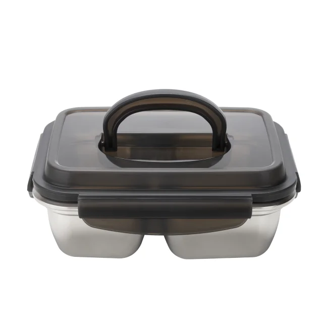 SS304 Stainless Steel Divided Food Container with BPA-Free PP Lid 1