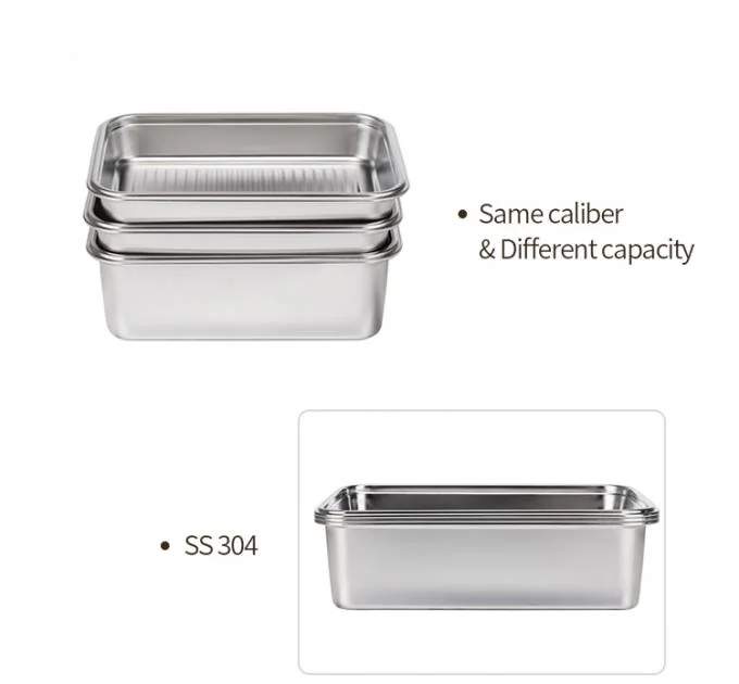 SS304 Stainless Steel Food Container 0.45mm Thick with Locking Lid 1