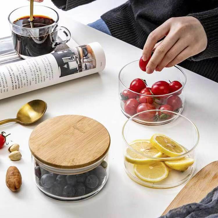 IKOO Stackable High Borosilicate Glass Canister with Bamboo Lid