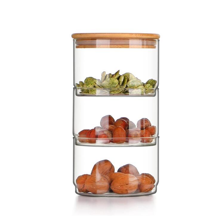 IKOO Stackable High Borosilicate Glass Canister with Bamboo Lid