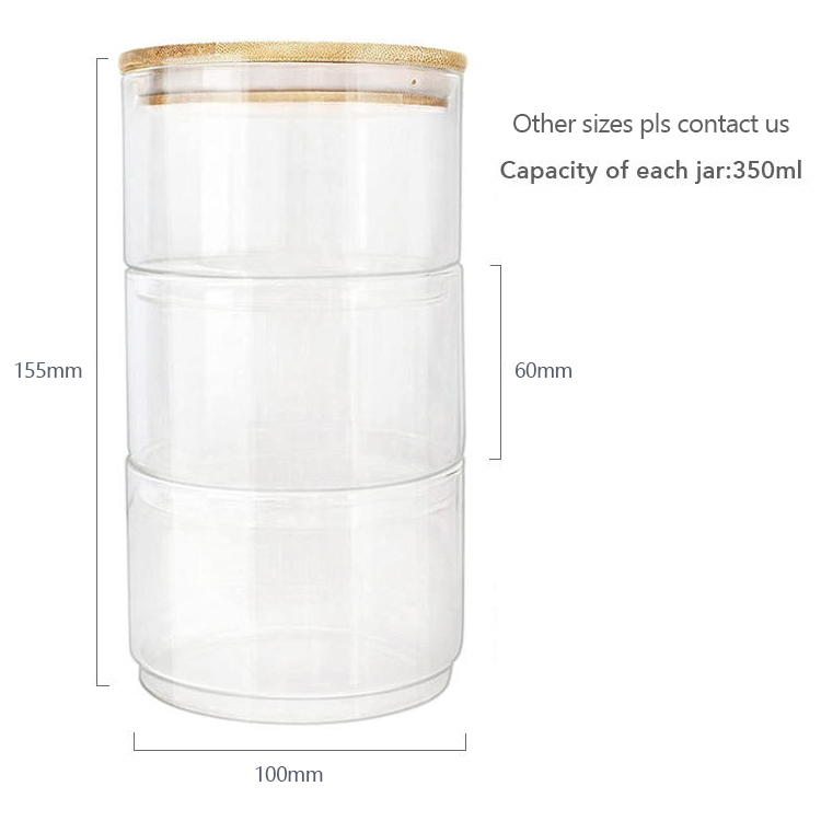 IKOO Stackable High Borosilicate Glass Canister with Bamboo Lid