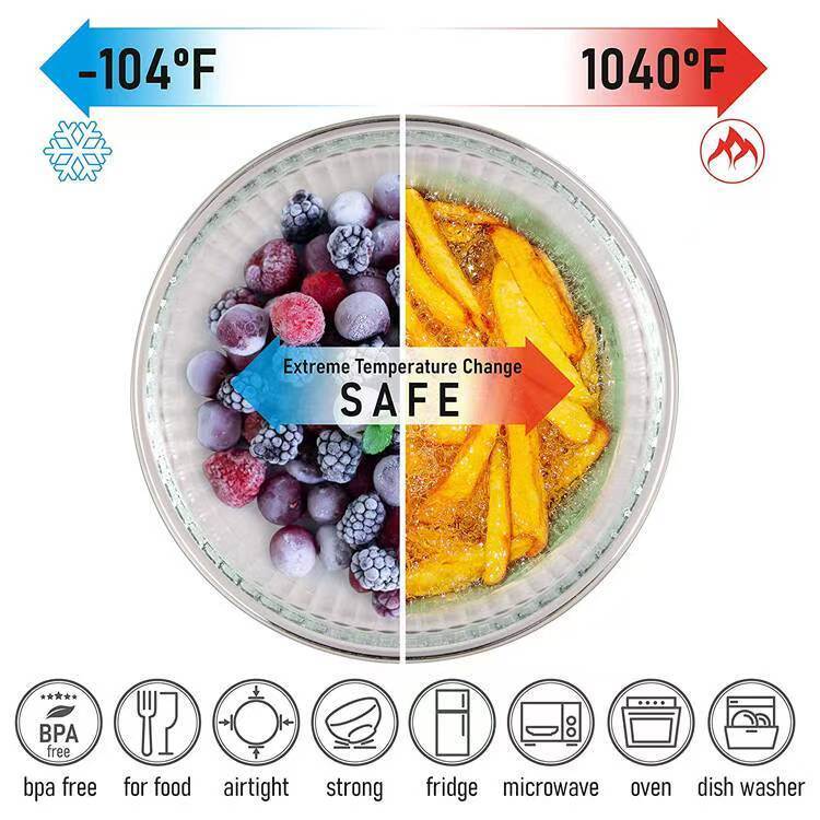 IKOO Ribbed Glass Mixing Bowls with Leakproof Airtight Lids