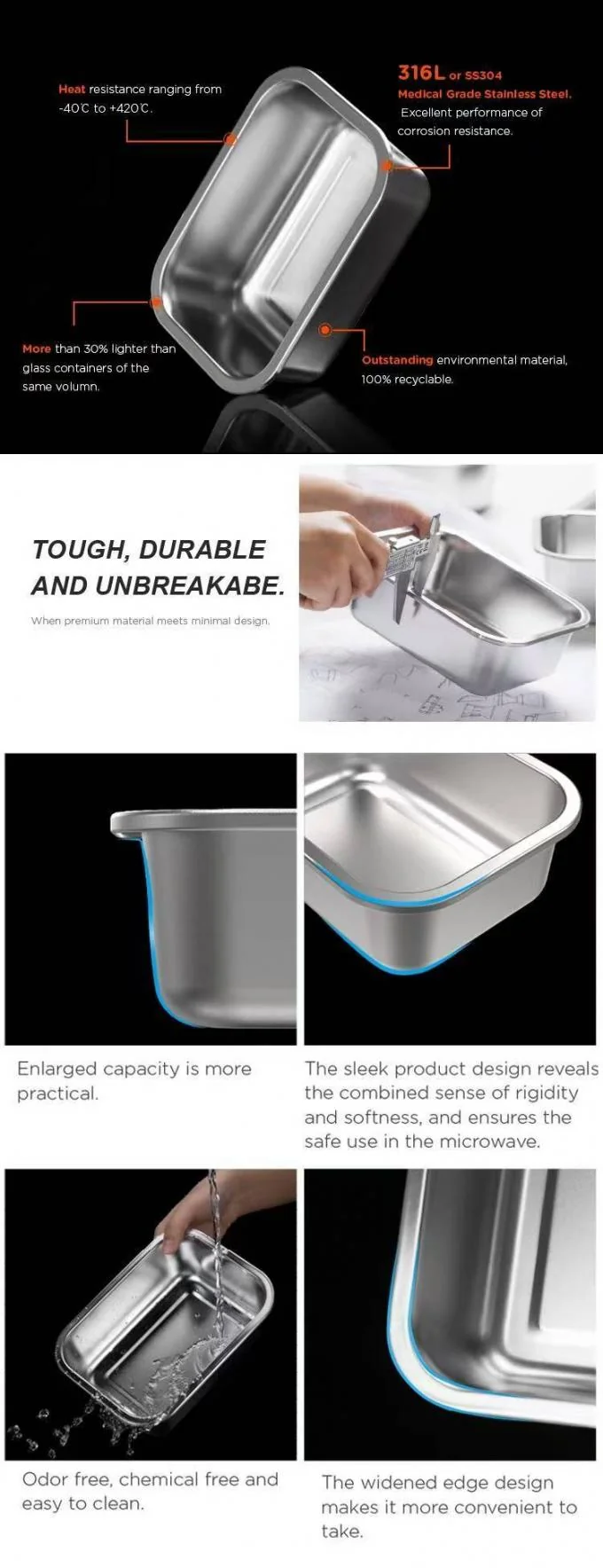 Stainless Steel Food Storage Containers with BPA-Free PP Lids 1