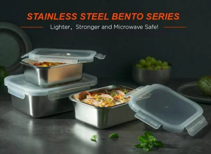 Stainless Steel Food Storage Containers with BPA-Free PP Lids 0
