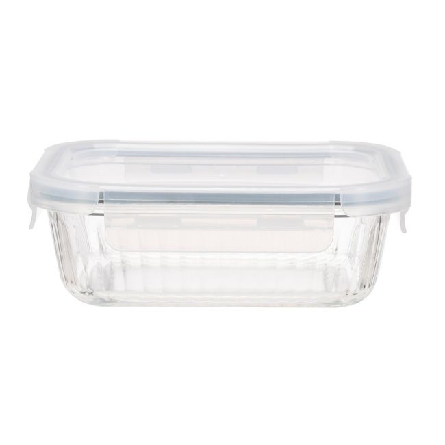 IKOO Airtight Striped High Borosilicate Glass Food Container with Lid