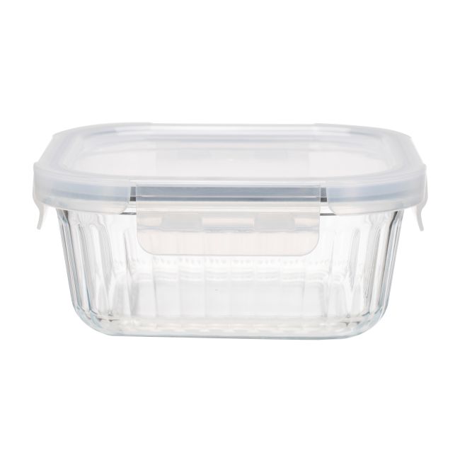 IKOO Airtight Striped High Borosilicate Glass Food Container with Lid