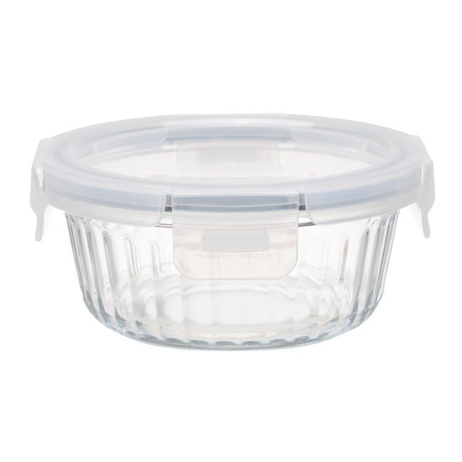 IKOO Airtight Striped High Borosilicate Glass Food Container with Lid