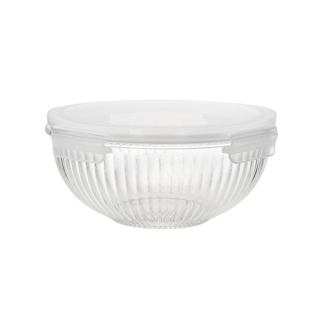 Striped High Borosilicate Glass Mixing Bowl 180ml-3500ml with PP Lock Lid