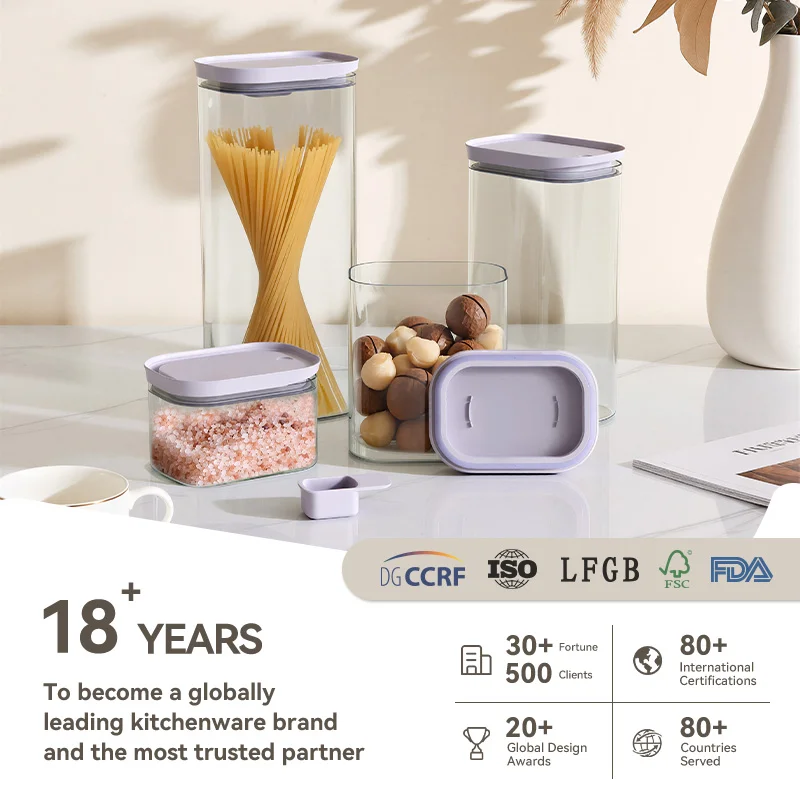 Modern Glass Food Storage Set with Easy Open Lid