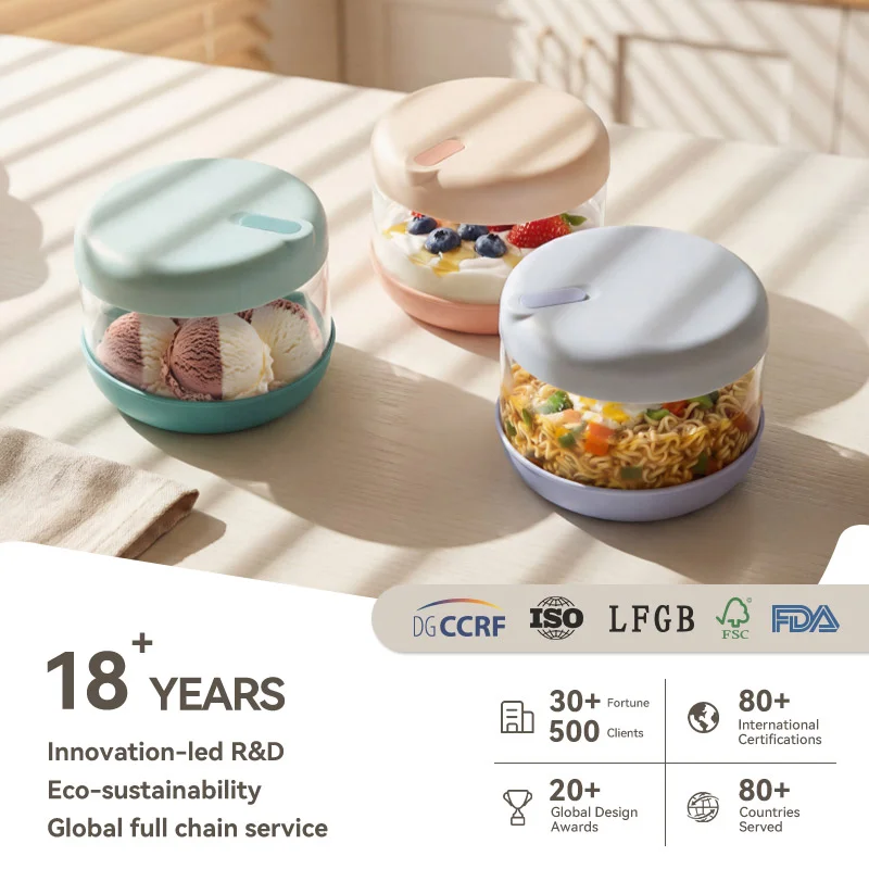 IKOO 1500ml Durable Glass Food Storage Bowl with Silicone Sleeve