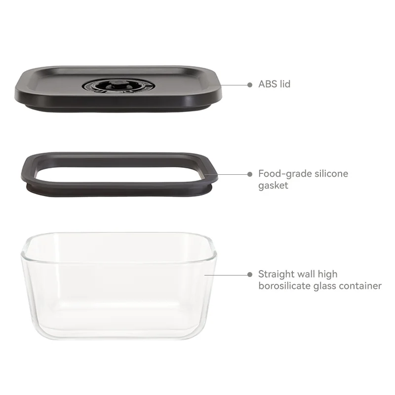 Borosilicate Glass Food Storage Container with Powerful Vacuum Pump