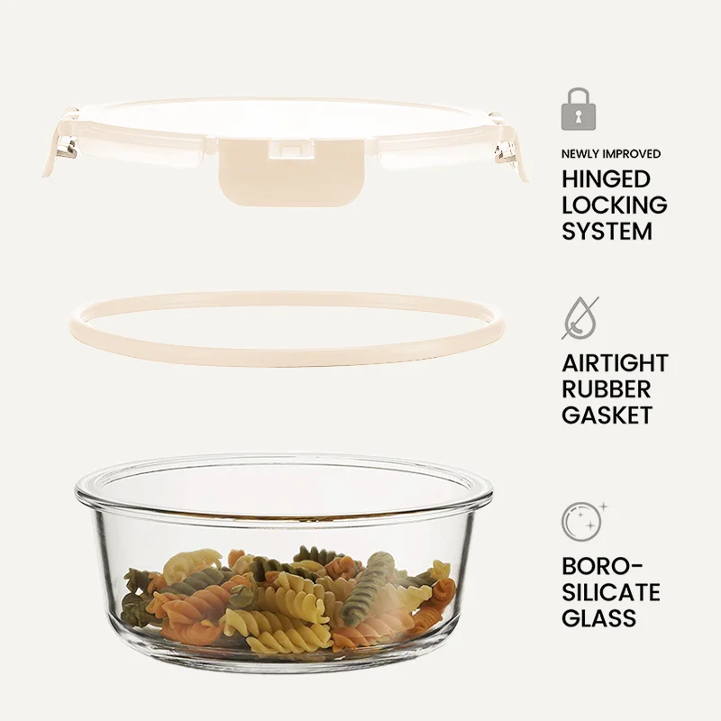 IKOO Airtight Glass Lunch Containers with Snap Locking Lids