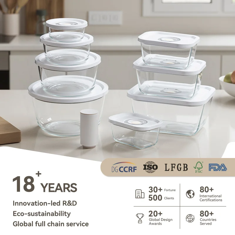 IKOO Glass Container Set with Powerful Electric Vacuum Pump Keeps Food Fresh