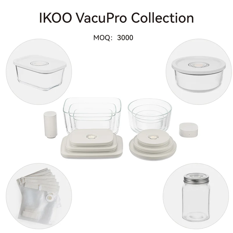 IKOO Glass Container Set with Powerful Electric Vacuum Pump Keeps Food Fresh